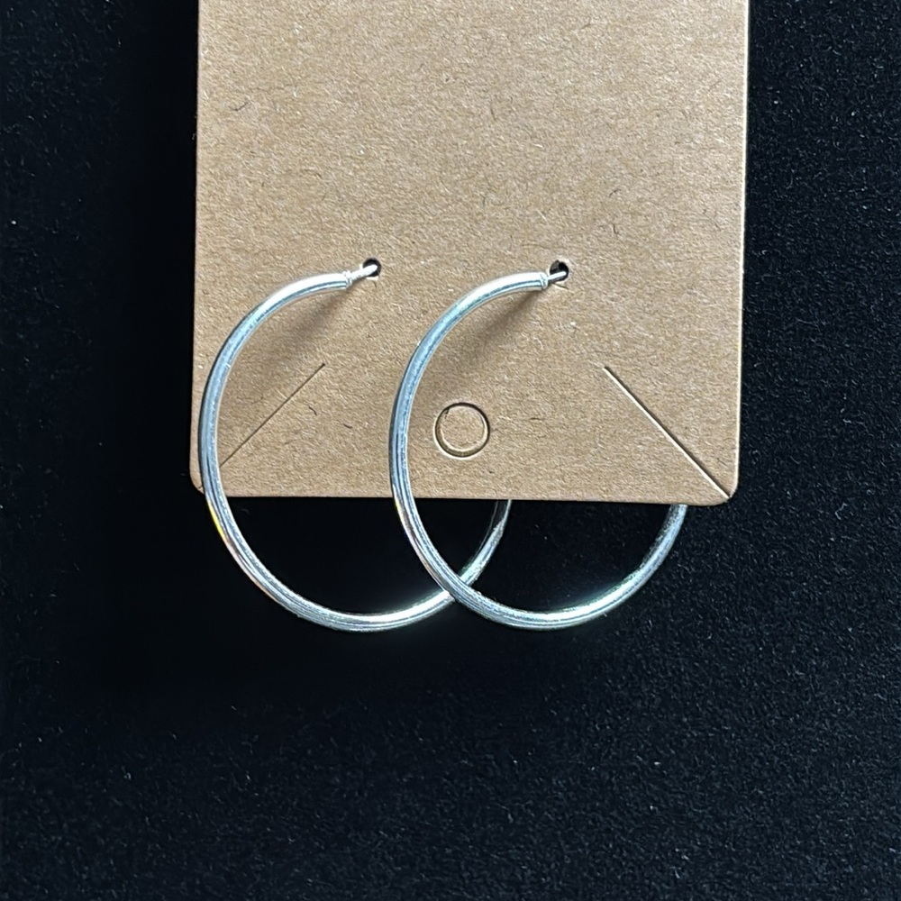 Vintage Silver Hoop Earrings - Picture 2 of 7
